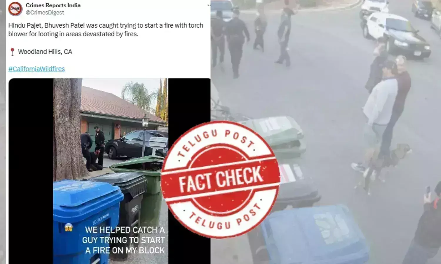 Fact Check:کیلی فورنیا میں آگزنی کی کوشش پر گرفتار شخص کا ویڈیو انڈین ہندو کے فرضی دعوے کے ساتھ وائرل