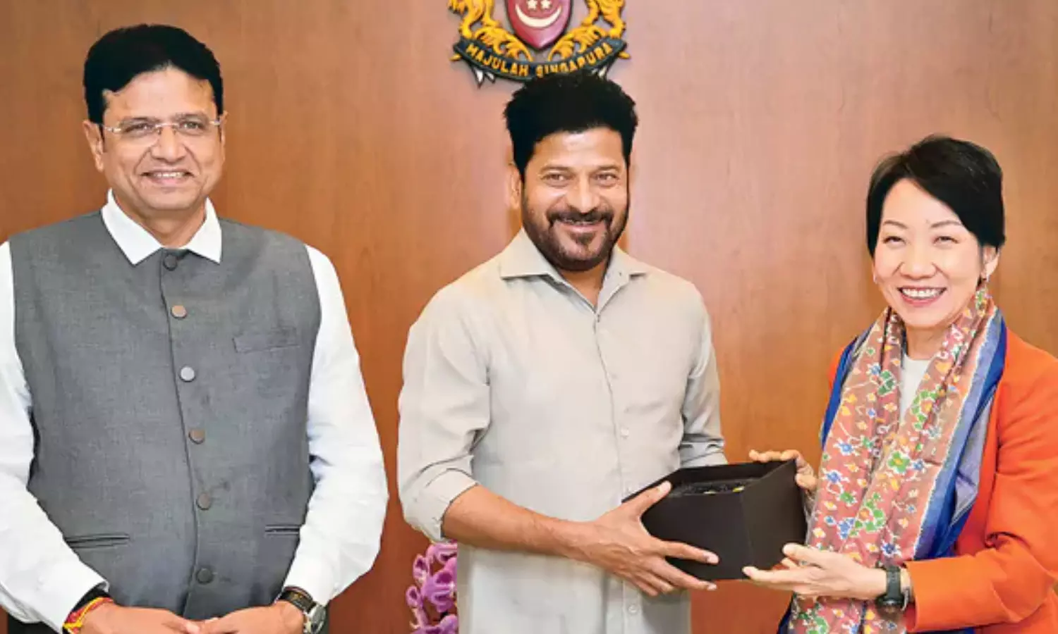 revanth reddy, hief minister, tour, singapore
