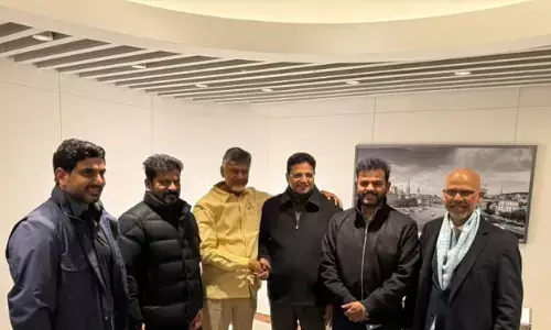chandrababu, revanth reddy,  met, zurich airport
