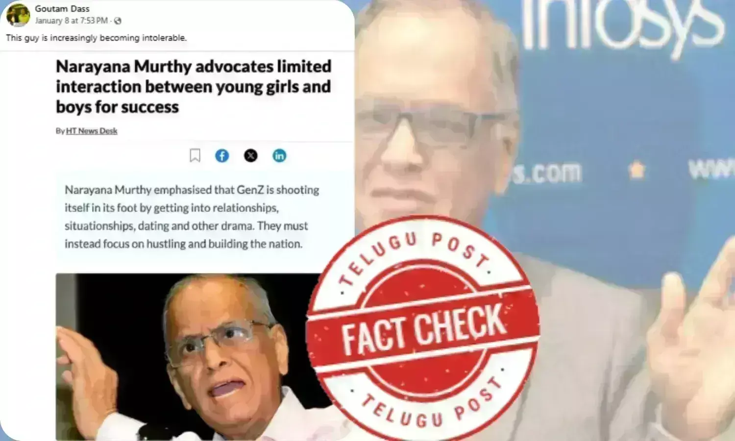 Fact Check: Infosys co-founder Narayana Murthy did not advocate for limited interaction between young girls and boys for success