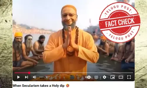 ಫ್ಯಾಕ್ಟ್‌ಚೆಕ್‌: ಅಸಾದುದ್ದೀನ್ ಓವೈಸಿ ಕುಂಭಮೇಳದಲ್ಲಿ ಸ್ನಾನ ಮಾಡುತ್ತಿದ್ದಾರೆ ಎಂದು ಎಐ ವಿಡಿಯೋ ಹಂಚಿಕೆ