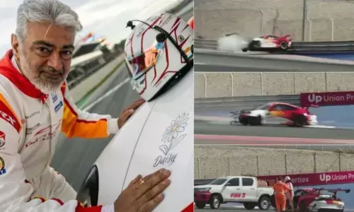 ajith, accident, car racing, spain