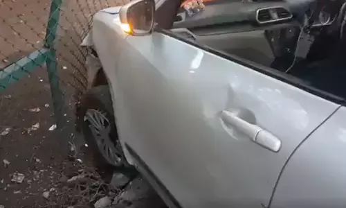 car accident, crashed, balakrishna, jubilee hills