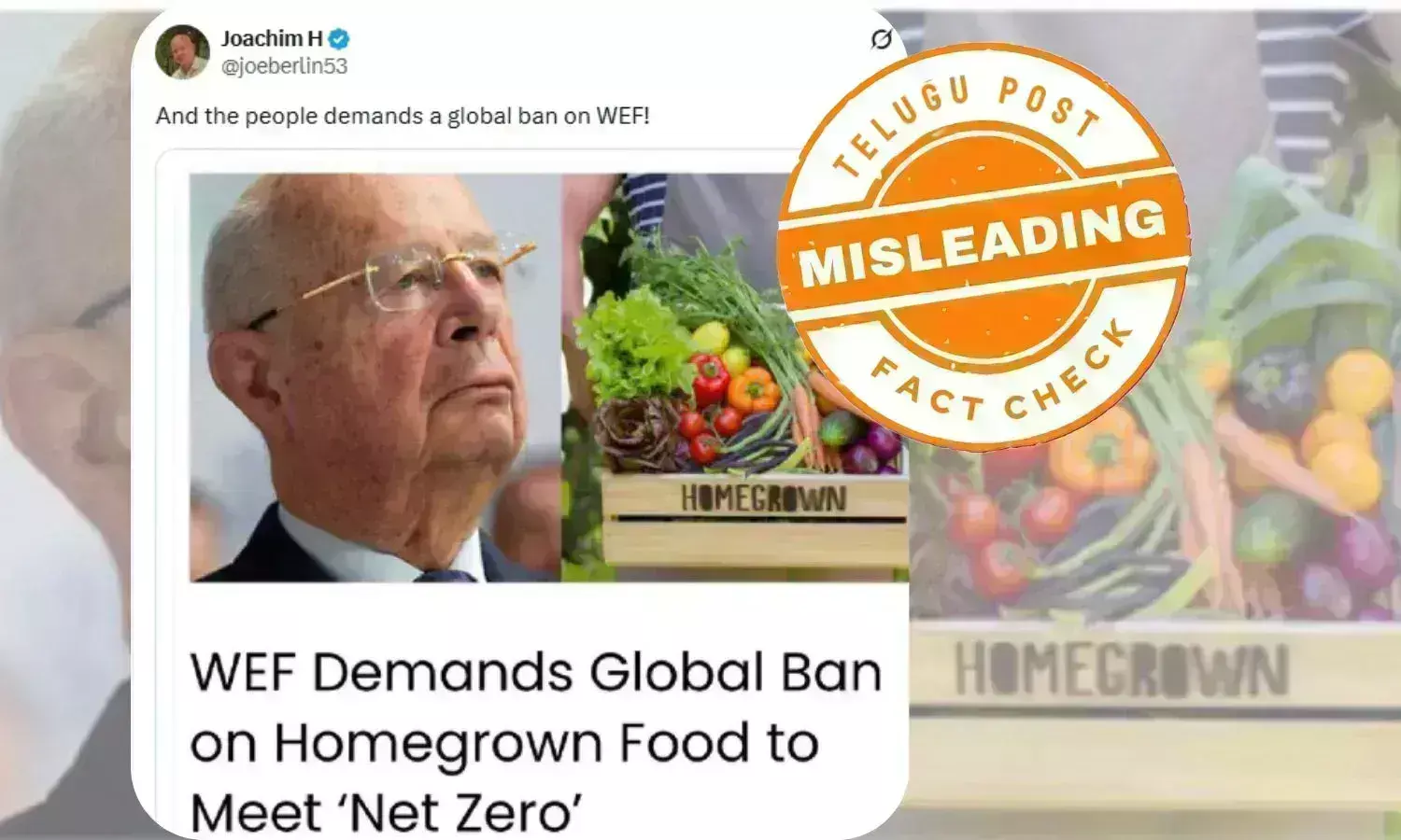 Fact Check:  WEF did not demand ban on homegrown food to meet ‘net zero’ goal