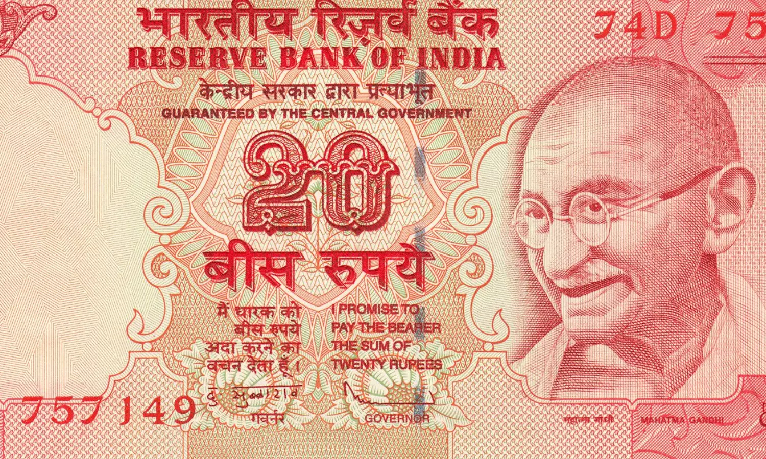 reserve bank of india,  new currency notes, twenty rupees, india