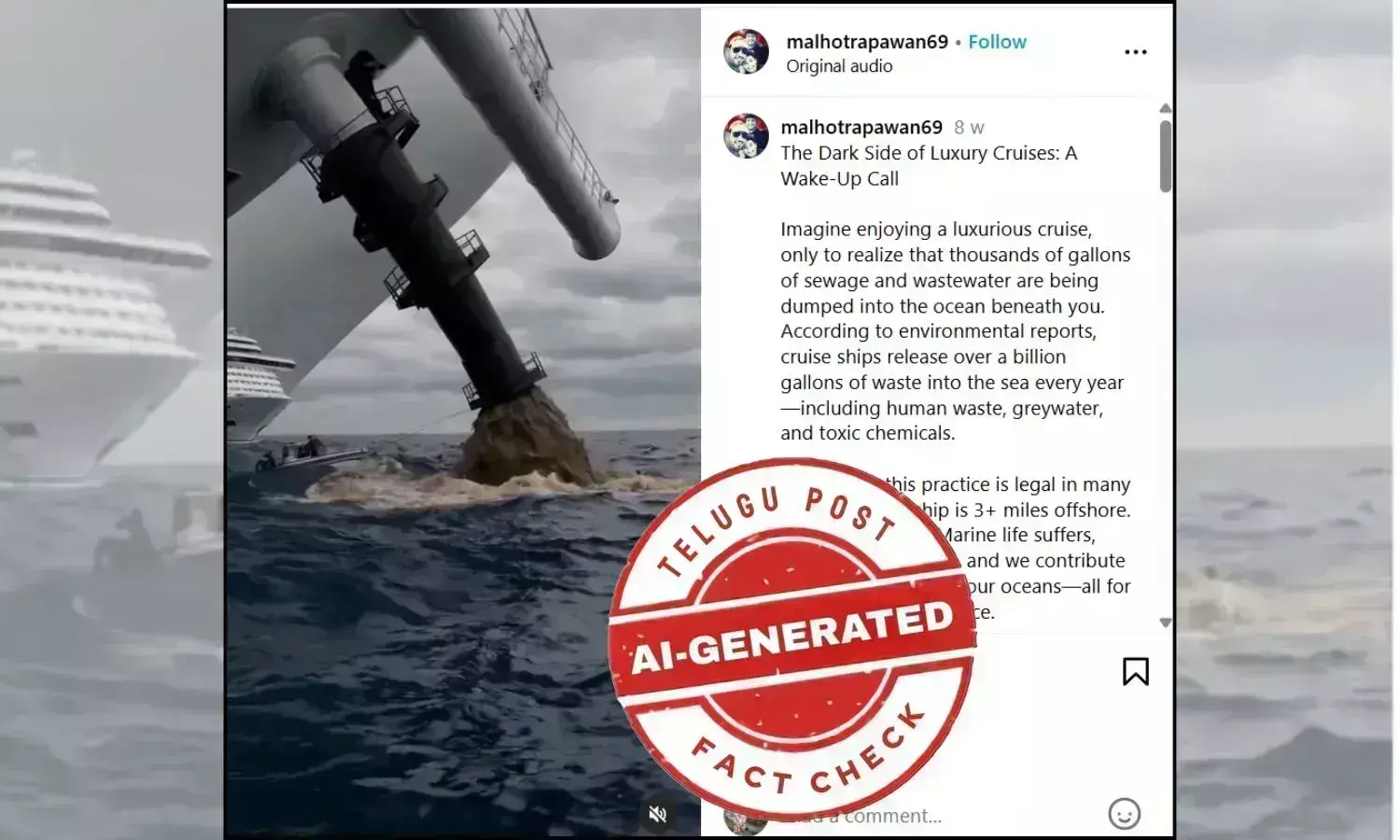 Cruise ship dumping sewage