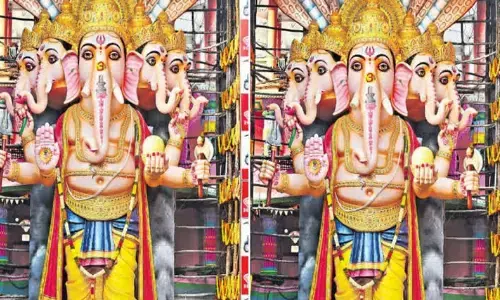 work, making, lord ganesha idol, khairatabad