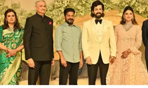 revanth reddy, attended, akkineni akhil, wedding reception