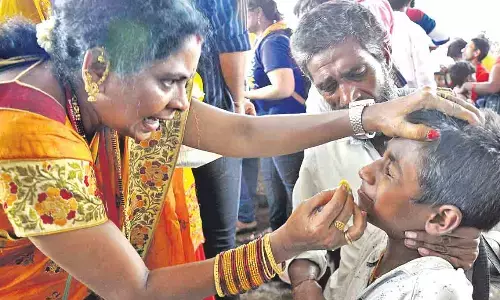 distribution, chepa prasadam,  bathina brothers, hyderabad