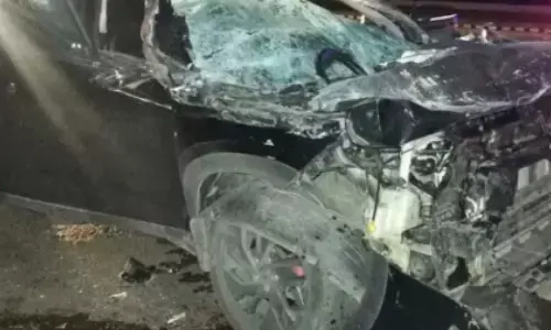 road accident, film nagar SI died, car,  sangareddy district