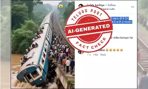 ಫ್ಯಾಕ್ಟ್‌ಚೆಕ್‌: ದೆಹಲಿಯ ಪ್ಯಾಸೆಂಜರ್‌ ರೈಲು ಯಮುನಾ ನದಿಗೆ ಉರುಳಿ ಬಿದ್ದಿದೆ ಎಂದು ಎಐ ವಿಡಿಯೋ ಹಂಚಿಕೆ