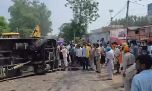 road accident, bus, ten people died , punjab