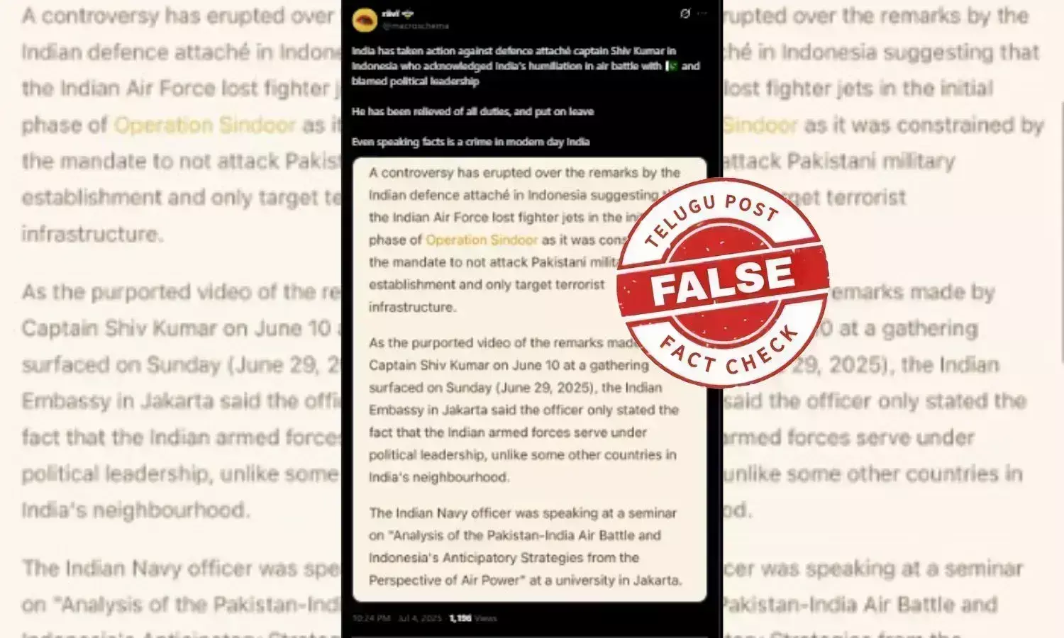 OPERATION SINDOOR INDIA IN INDONESIA ATTACHE