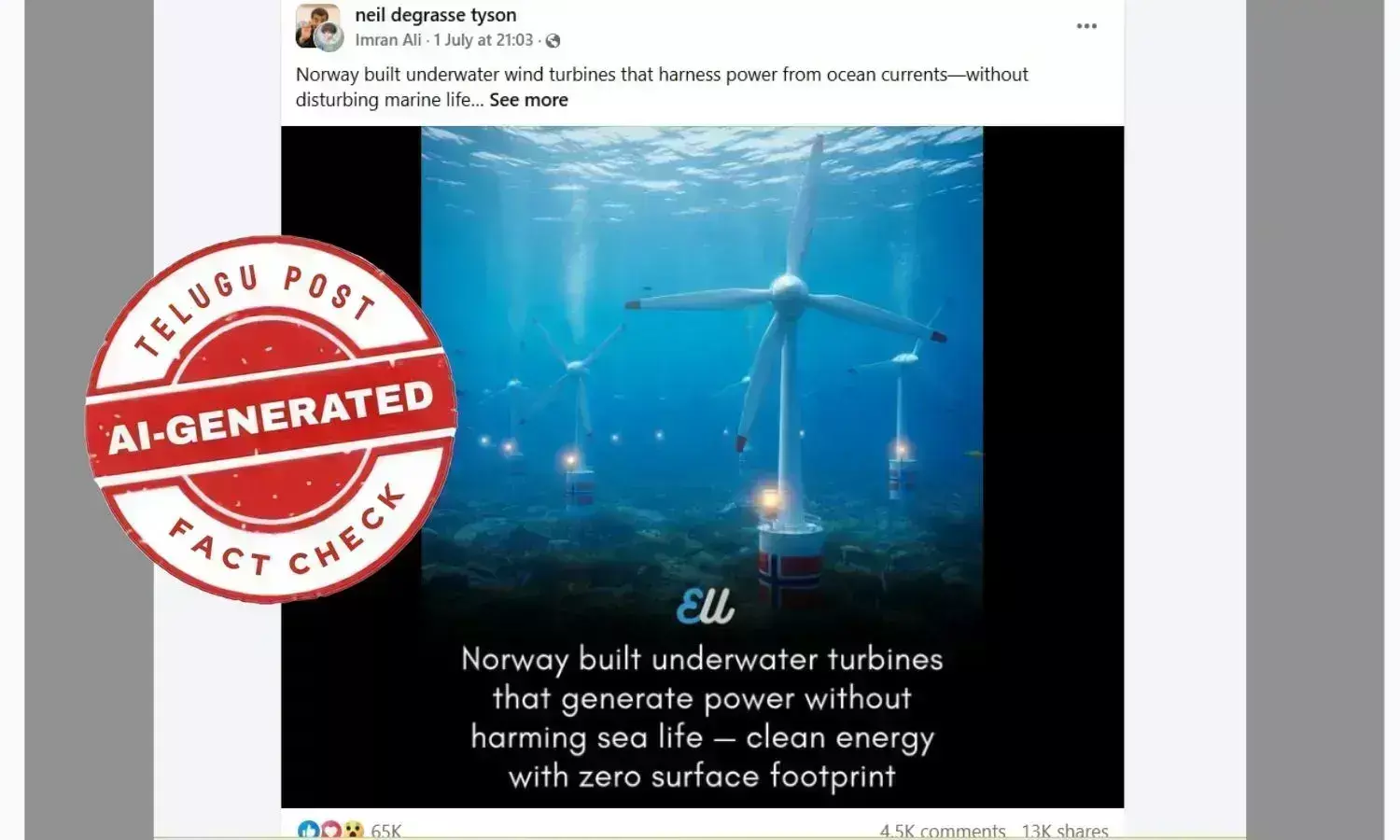 Fact Check: Viral Image of Underwater Wind Turbines Claimed to Be from Norway Is AI-Generated