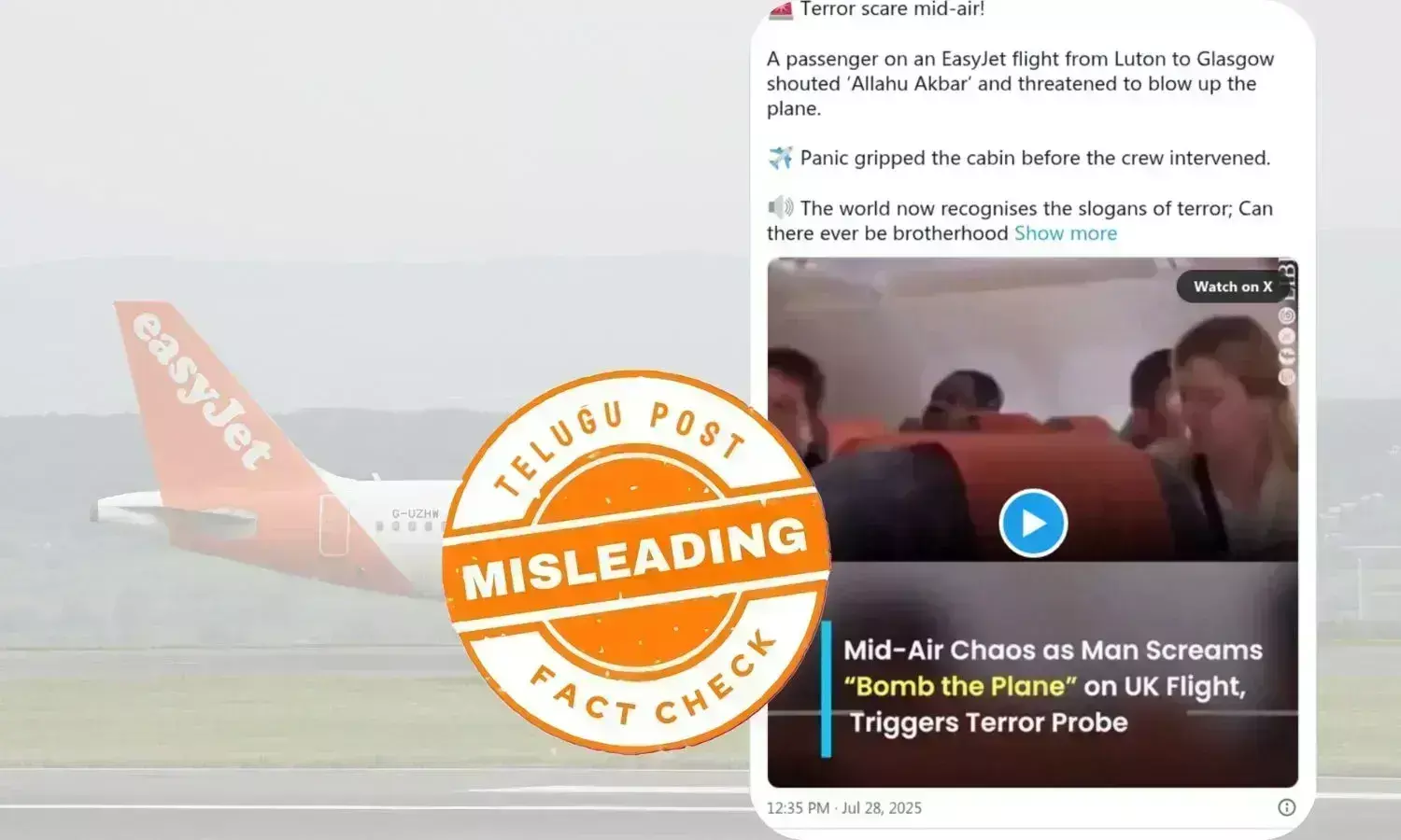 فیکٹ چیک: ایزی جیٹ کی گلاسگو جانے والی پرواز میں ’ٹرمپ مر جائے‘ کا نعرہ لگانے والے ابھے نائیک کا ویڈیو فرقہ وارانہ بیانئے کے ساتھ وائرل