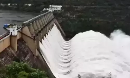 heavy flood water is reaching the srisailam reservoir, irrigation department officials are raising ten gates, nagarjuna sagar project, jurala