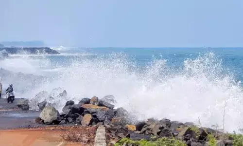 low pressure, crashing on the uppada coast,  kakinada district, andhra pradesh
