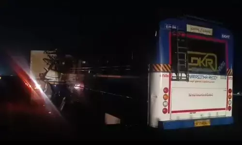 road accident,  rtc bus, collided with a granite lorry,  tirupati district
