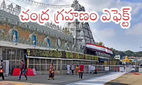 rush of devotees,  lunar eclipse,  rush of devotees, tirumala