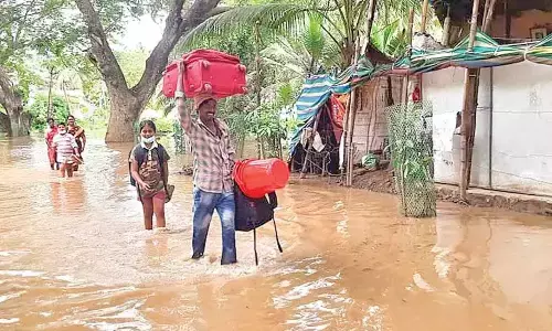 hit by floods once again, rivers and streams are overflowing, ambedkar konaseema district, andhra pradesh