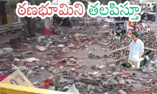 scene from karur rally site after stampede linked to vijay’s meeting.