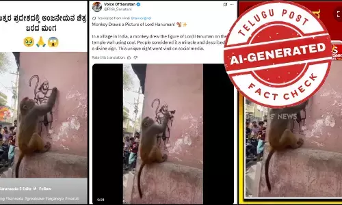 Comparison showing signs of AI manipulation in viral monkey Hanuman video