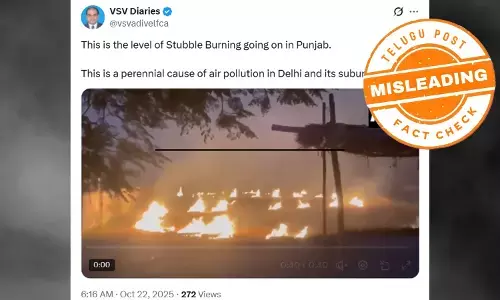 Screenshot of viral post claiming Punjab stubble burning caused Delhi air pollution – fact check