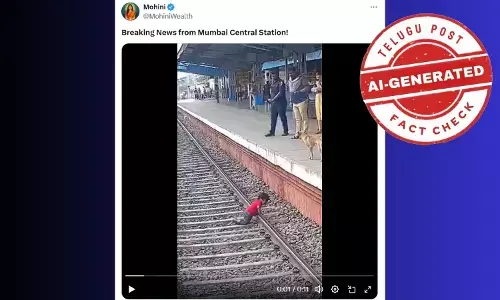 Screenshot of viral post claiming a dog rescued a child at Mumbai Central Station — fact check reveals AI-generated video