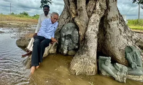 12th century Vinayaka idol near Lingala temple, Nagarkurnool district