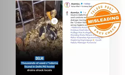 Screenshot of viral post claiming used condoms found in Delhi girls hostel drain — fact check reveals video is from Nigeria