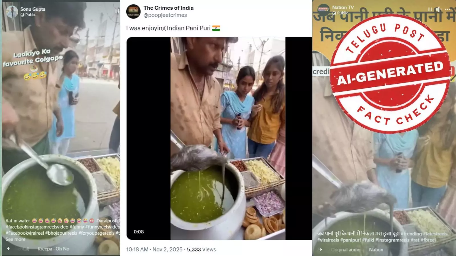 Image showing Pani Puri vendor in viral AI-generated video – fake street food claim Image showing Pani Puri vendor in viral AI-generated video – fake street food claim