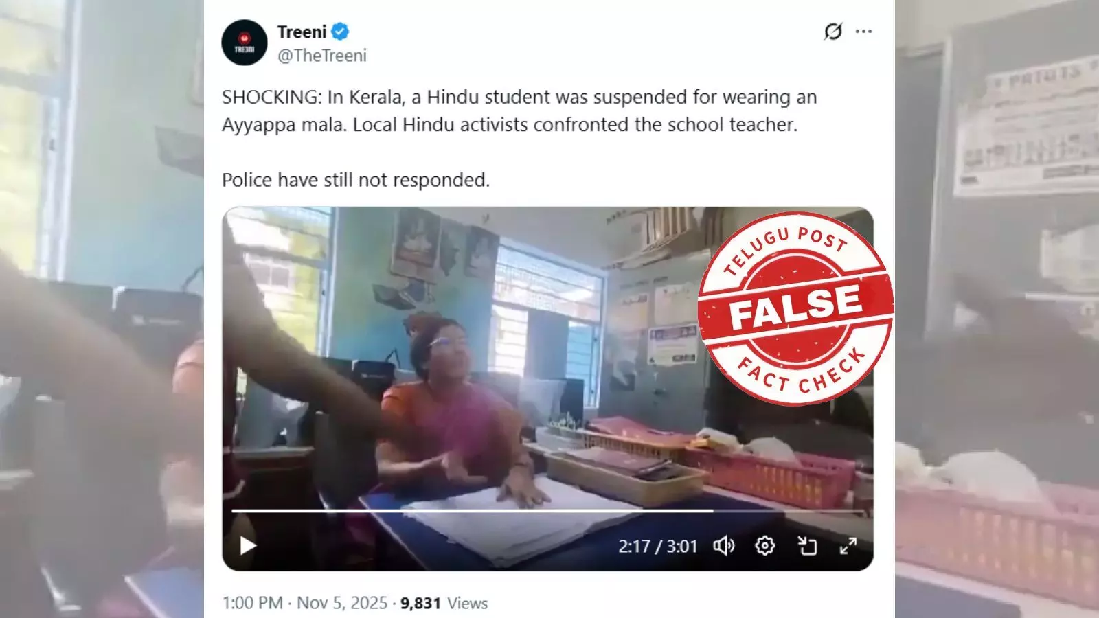 Fact Check: Viral Claim of Hindu Student Suspended in Kerala for Wearing Ayyappa Mala Is Misleading