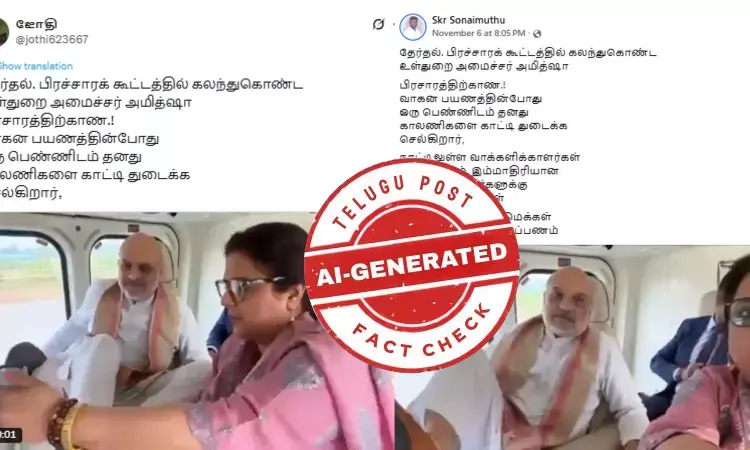 அமித்ஷா காலணியை பெண் துடைத்ததாக பரவும் வீடியோ - உண்மை என்ன தெரியுமா?