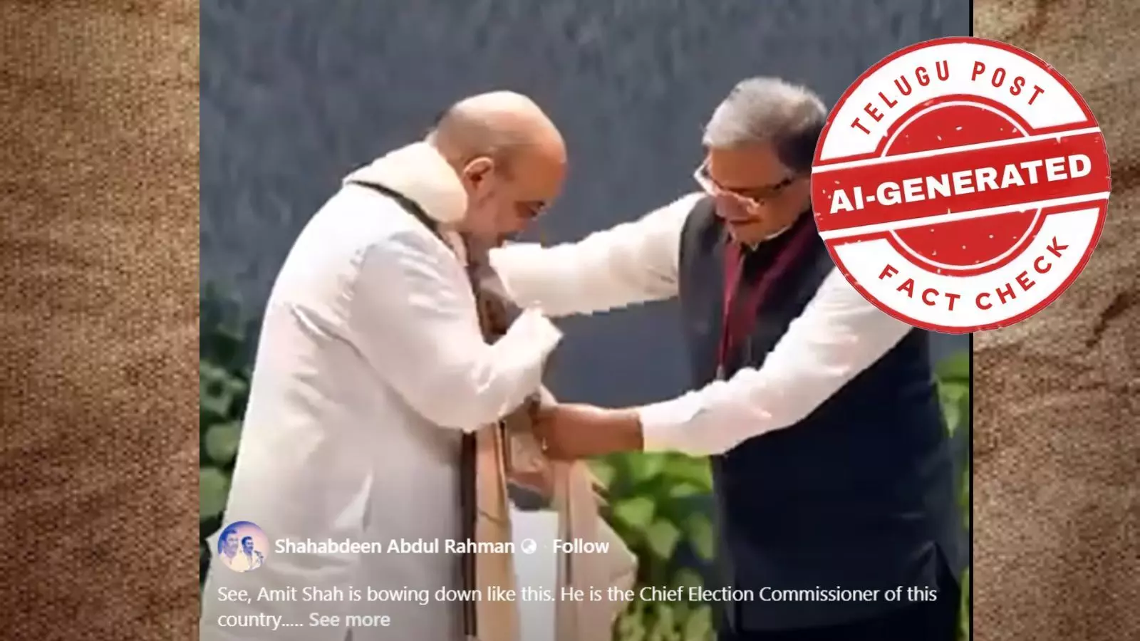 Screenshot of viral post claiming Gyanesh Kumar bowed at Amit Shah’s feet – AI-generated video Screenshot of viral post claiming Gyanesh Kumar bowed at Amit Shah’s feet – AI-generated video