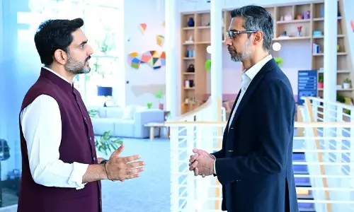 Lokesh meeting Sundar Pichai in San Francisco to discuss Vizag AI Data Centre progress Lokesh meeting Sundar Pichai in San Francisco to discuss Vizag AI Data Centre progress