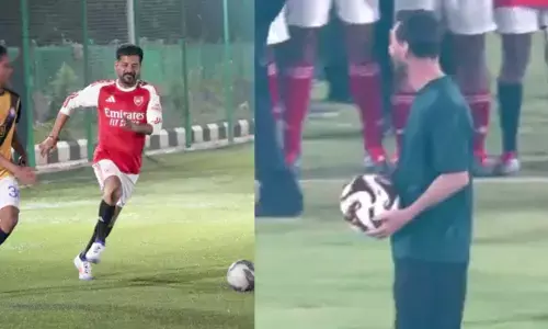 football legend messi played a match at uppal stadium football legend messi played a match at uppal stadium