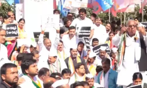 telangana congress party has protested in hyderabad telangana congress party has protested in hyderabad