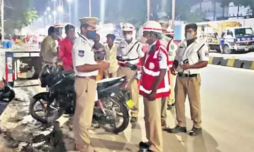 Hyderabad traffic police conducting drunk driving checks at night