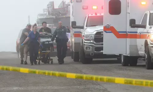 Emergency crews at small plane crash site near Galveston Texas