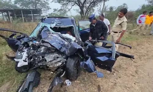 road accident occurred in khammam district. two people died in the accident