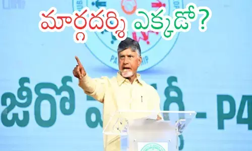 Andhra Pradesh Chief Minister Chandrababu Naidu speaking at a public meeting related to the P4 Scheme AP.