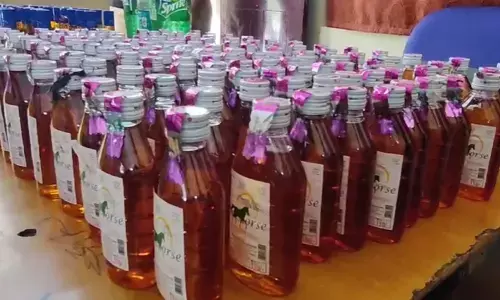 Police seize liquor at Srisailam toll gate in Nandyal district