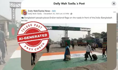 viral social media post showing an AI-generated image falsely claiming Bangladeshis painted the Indian flag on a border road – fact check
