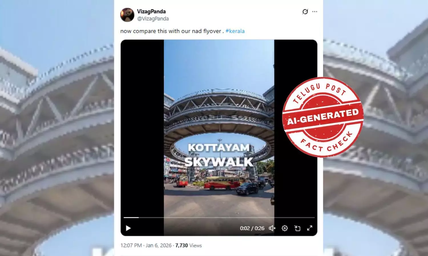 Fact Check: Viral Video Showing ‘Completed’ Kottayam Skywalk Is AI-Generated