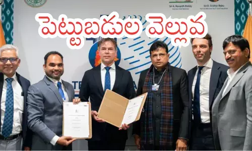Telangana delegation at World Economic Forum 2026 Davos signing investment MoUs