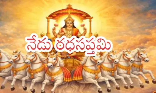 Devotees performing early morning rituals and worship of Surya Narayana on Ratha Saptami