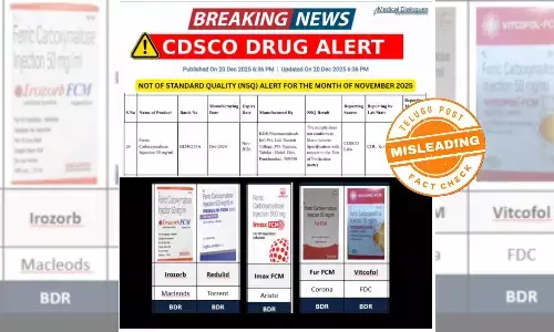 Fact-check: Viral image claiming specific Ferric Carboxymaltose brands were declared NSQ by CDSCO is misleading