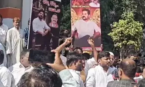 cadre celebrated at gandhi bhavan as  party surged towards victory in telangana municipal elections