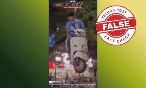 Screenshot of viral video claiming Pune Police lifted a man along with his scooter using a crane – Pune scooter crane video fact check reveals it is from Nagpur 2022