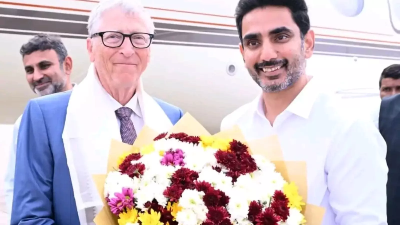 renowned industrialist bill gates arrives in amaravati